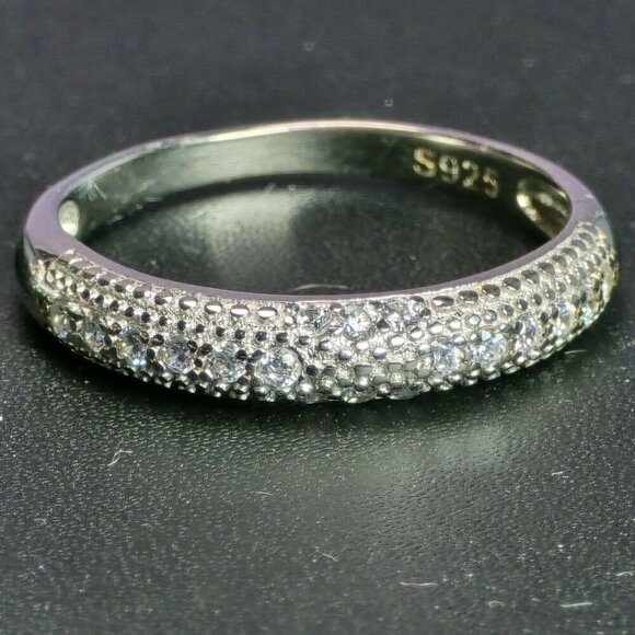 Pink 2 ct Moissanite Silver with CZ Accents and Channel-Set Band Size 9 - Picture 10 of 14